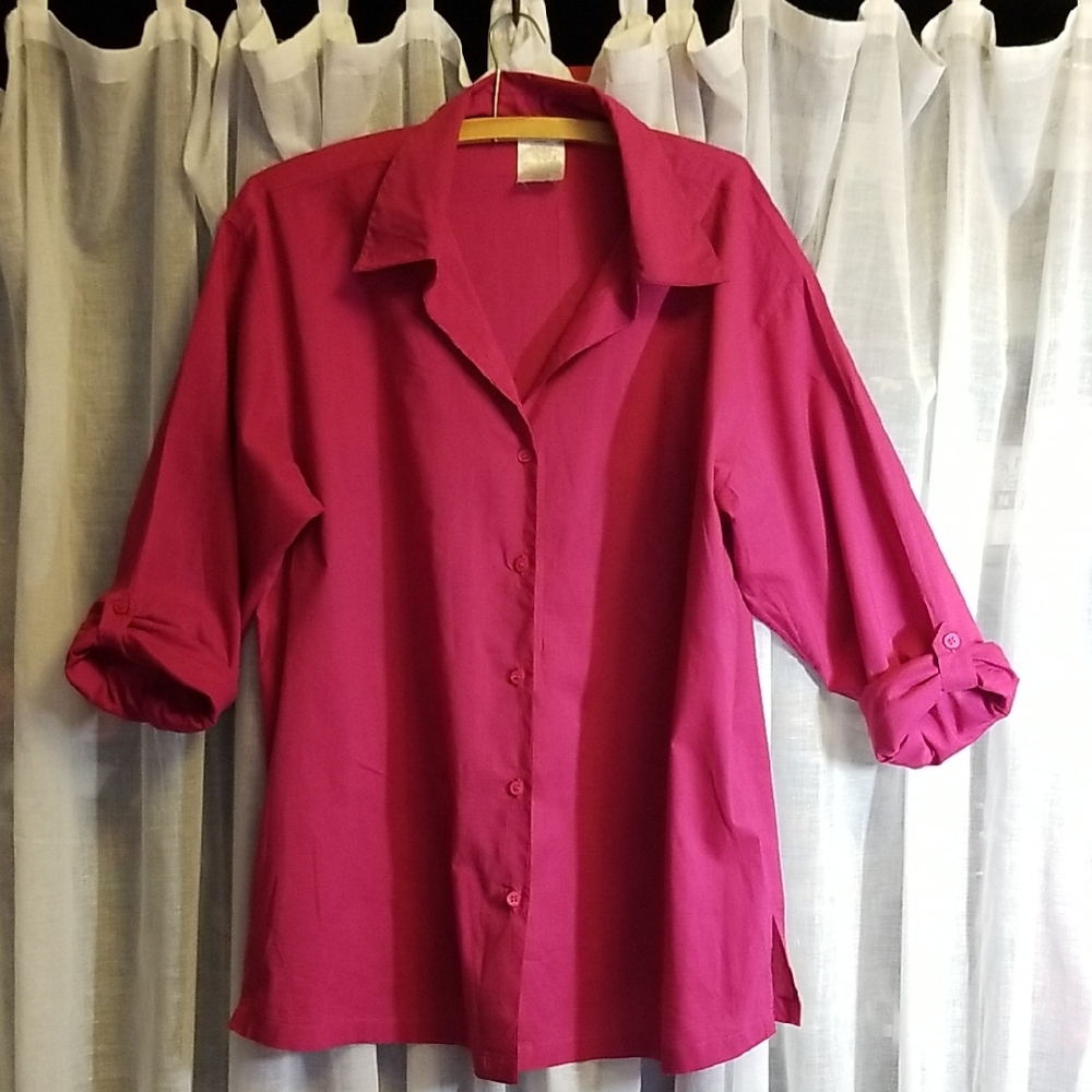 2FOR$15 -- Sz L Women's Pink Button-Up Shirt